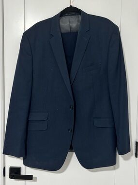 Men's Navy Blue Two-Button Blazer with pants